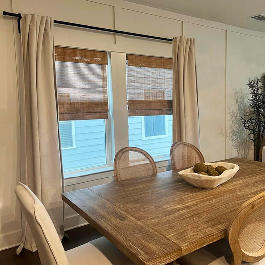 Cordless Wood Window Shades Blinds, Bamboo Sheer Light Filtering Woven Roman Shades