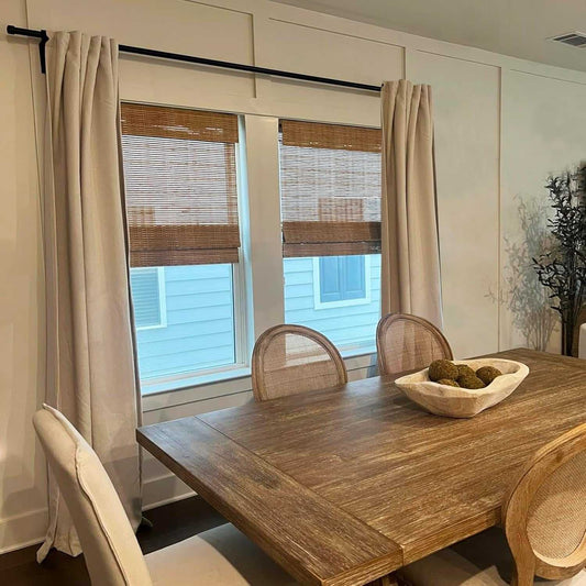 LANTIME Bamboo Woven Roman Shade cordless sheer light filtering natural window covering