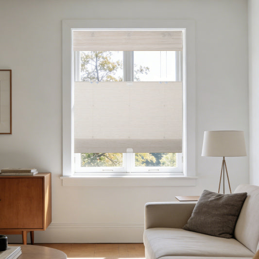 LANTIME No Drill Roman Shades|Natural Jute Bamboo|Top Down Bottom Up Cordless|Cordless Roman Shades for Windows and Doors