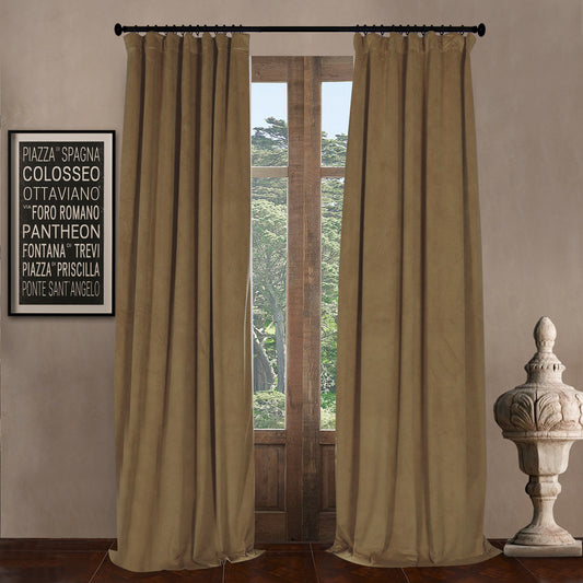 Pinch Pleated Room Darkening Velvet Curtains, Luxury Thermal Window Curtains Panels Drapes, Set of 2