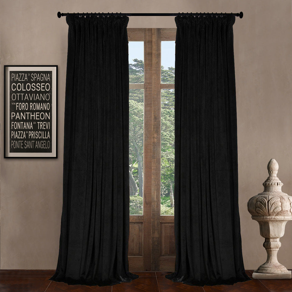 Pinch Pleated Room Darkening Velvet Curtains, Luxury Thermal Window Curtains Panels Drapes, Set of 2