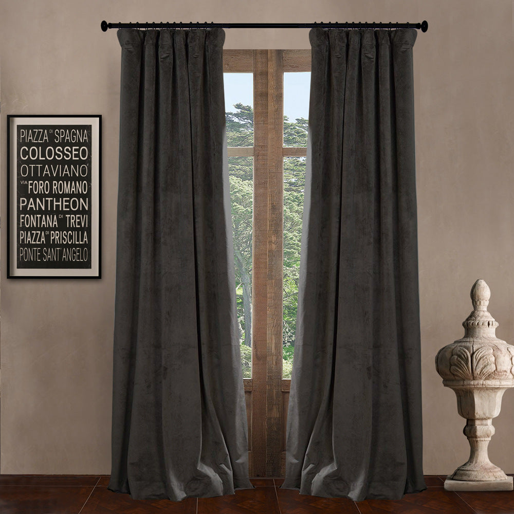 Pinch Pleated Room Darkening Velvet Curtains, Luxury Thermal Window Curtains Panels Drapes, Set of 2