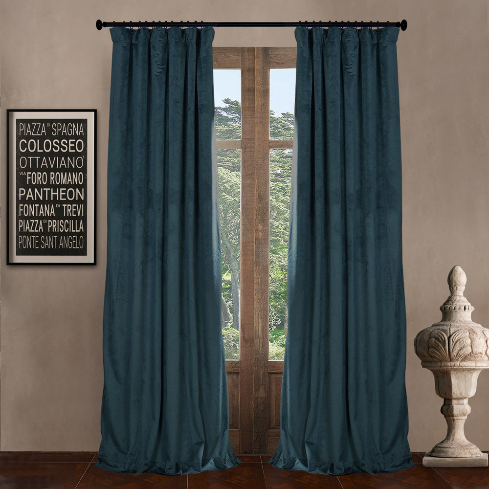 Pinch Pleated Room Darkening Velvet Curtains, Luxury Thermal Window Curtains Panels Drapes, Set of 2