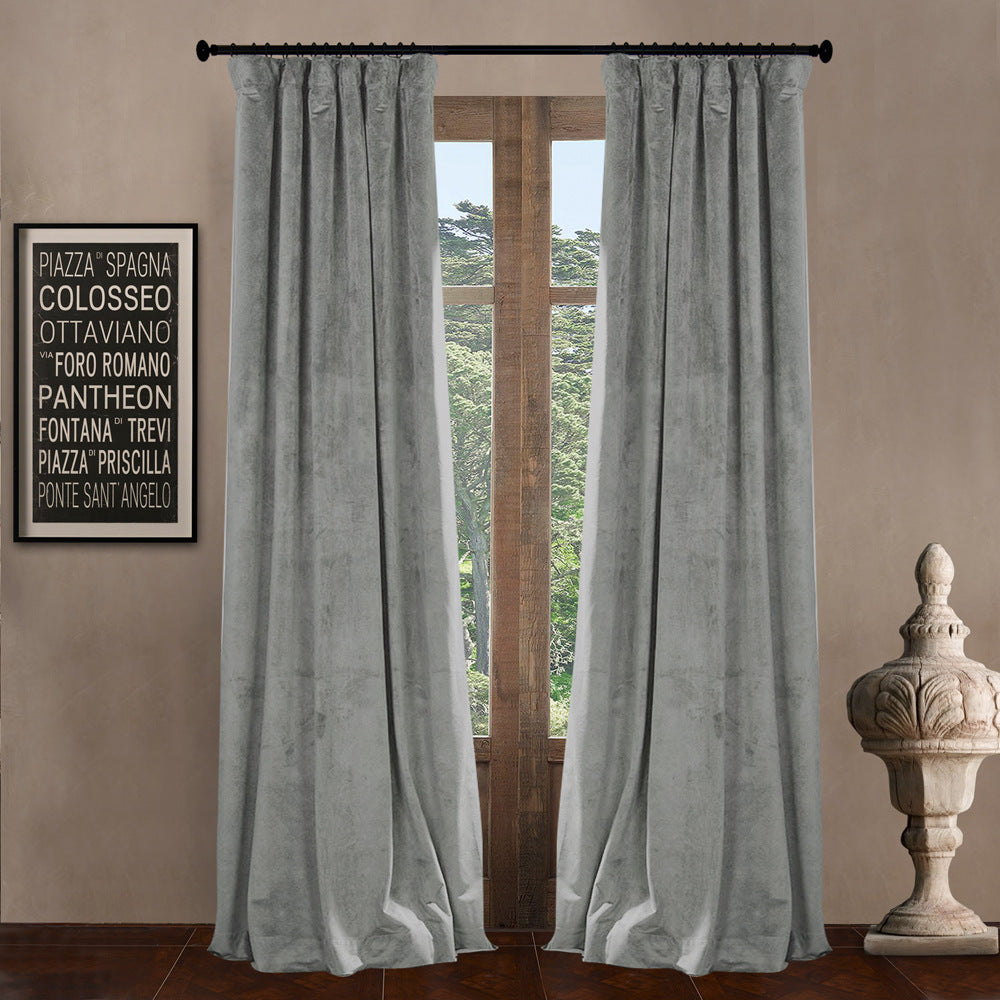 Pinch Pleated Room Darkening Velvet Curtains, Luxury Thermal Window Curtains Panels Drapes, Set of 2