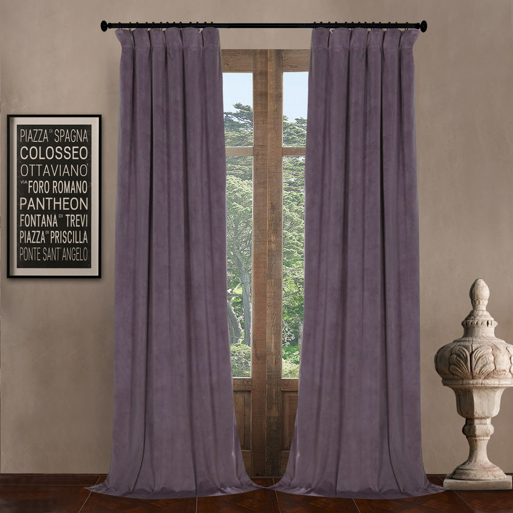 Pinch Pleated Room Darkening Velvet Curtains, Luxury Thermal Window Curtains Panels Drapes, Set of 2