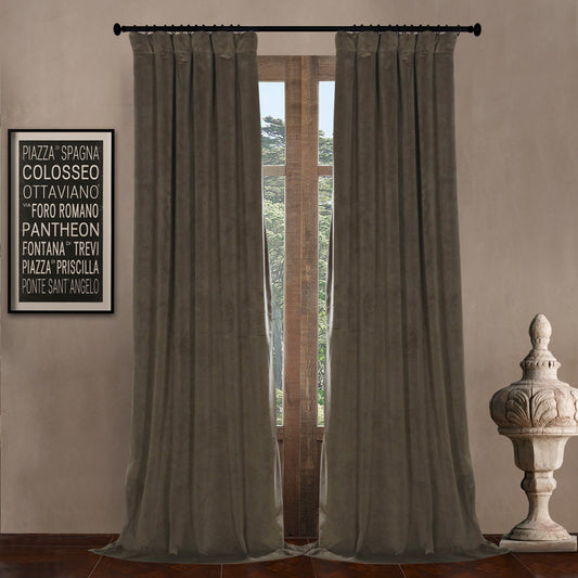 Pinch Pleated Room Darkening Velvet Curtains, Luxury Thermal Window Curtains Panels Drapes, Set of 2