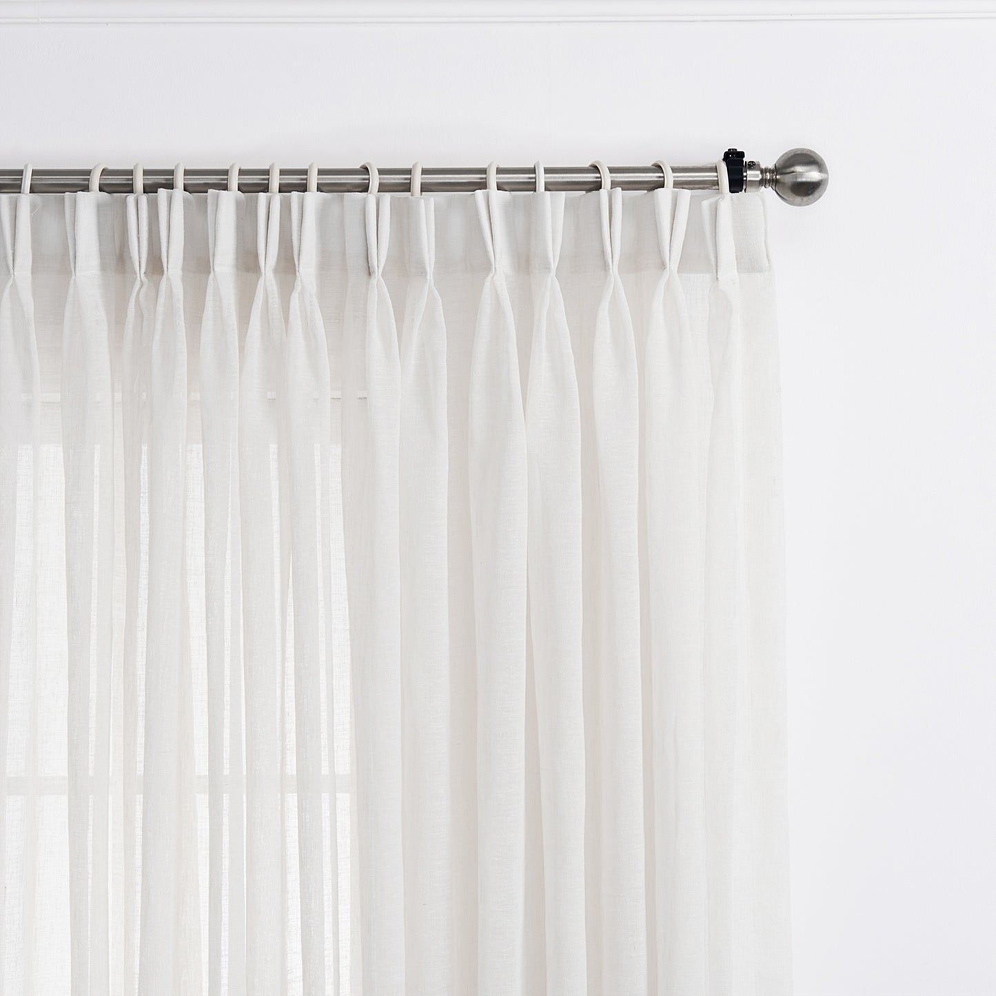 LANTIME Sheer Curtains , Faux Linen Double Pleats Window Sheer Curtains Panels Drapery for Home, Hotel, Office, Set of 2