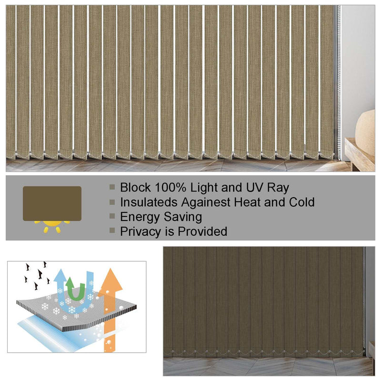 LANTIME Fabric Vertical Blinds 3.5-inch light filtering slats on large window