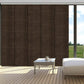 Blackout sliding panel blinds installed on large sliding door with sleek modern track system