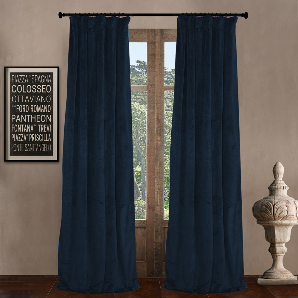 Pinch Pleated Room Darkening Velvet Curtains, Luxury Thermal Window Curtains Panels Drapes, Set of 2