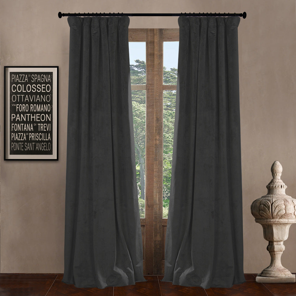 Pinch Pleated Room Darkening Velvet Curtains, Luxury Thermal Window Curtains Panels Drapes, Set of 2
