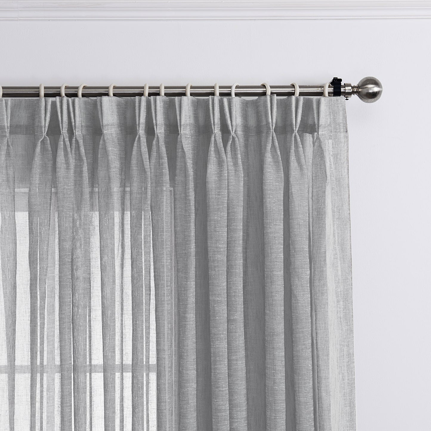 LANTIME Sheer Curtains , Faux Linen Double Pleats Window Sheer Curtains Panels Drapery for Home, Hotel, Office, Set of 2