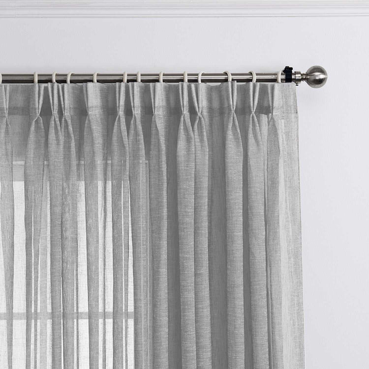 LANTIME Faux Linen Sheer Curtains double pinch pleat set of 2 with custom length and linen texture
