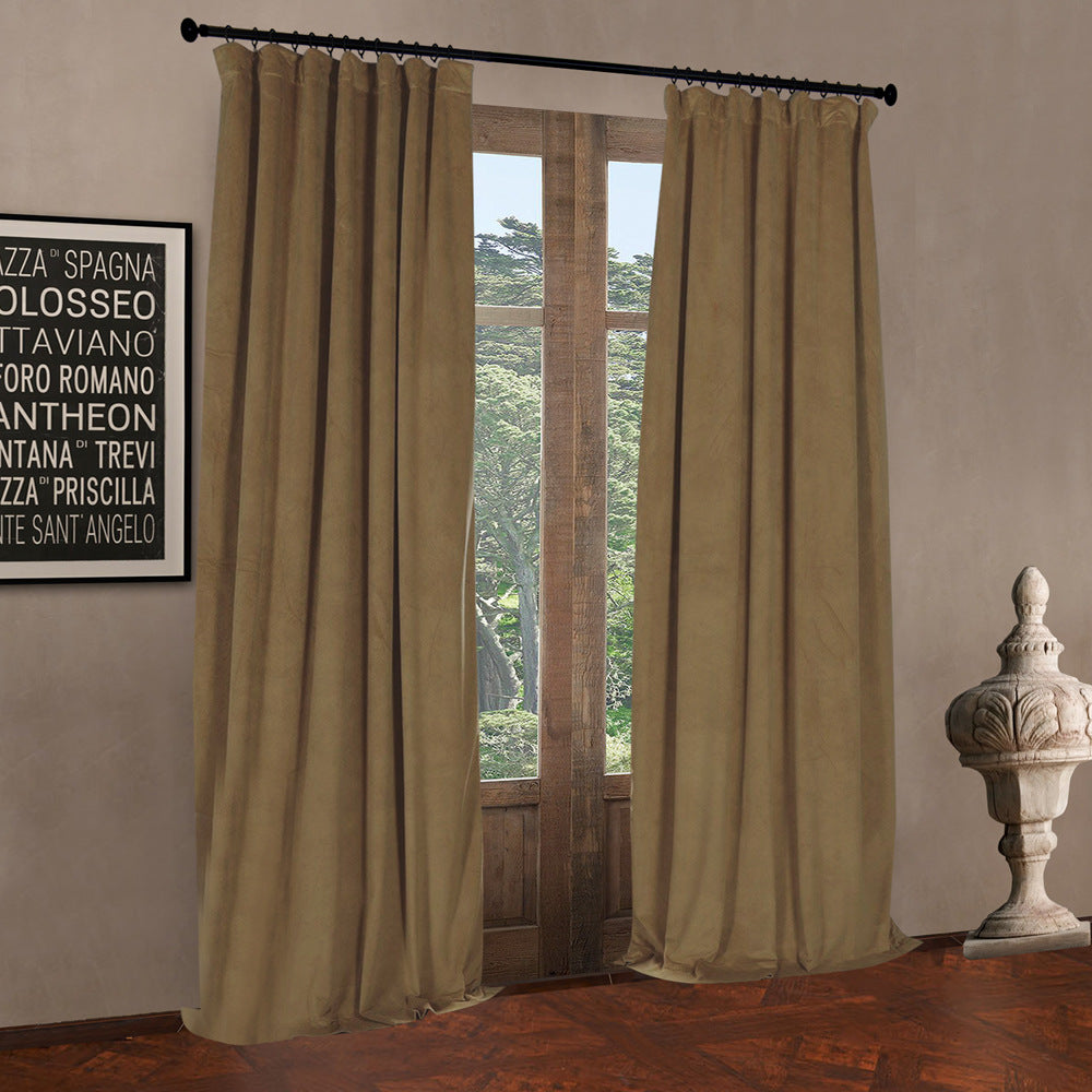 Pinch Pleated Room Darkening Velvet Curtains, Luxury Thermal Window Curtains Panels Drapes, Set of 2