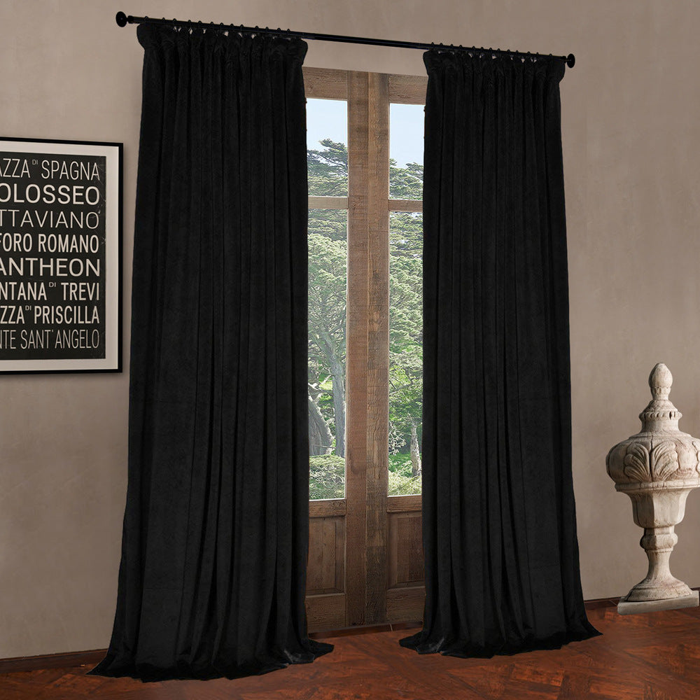 Pinch Pleated Room Darkening Velvet Curtains, Luxury Thermal Window Curtains Panels Drapes, Set of 2