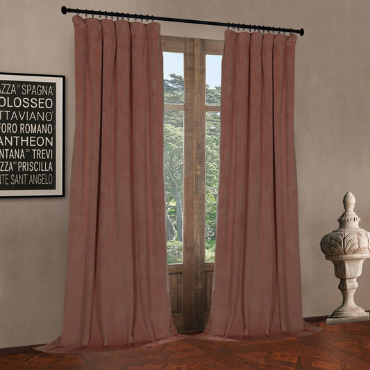 Pinch Pleated Room Darkening Velvet Curtains, Luxury Thermal Window Curtains Panels Drapes, Set of 2