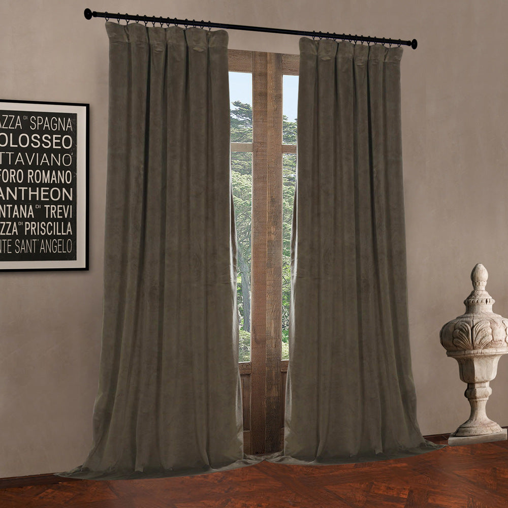 Pinch Pleated Room Darkening Velvet Curtains, Luxury Thermal Window Curtains Panels Drapes, Set of 2