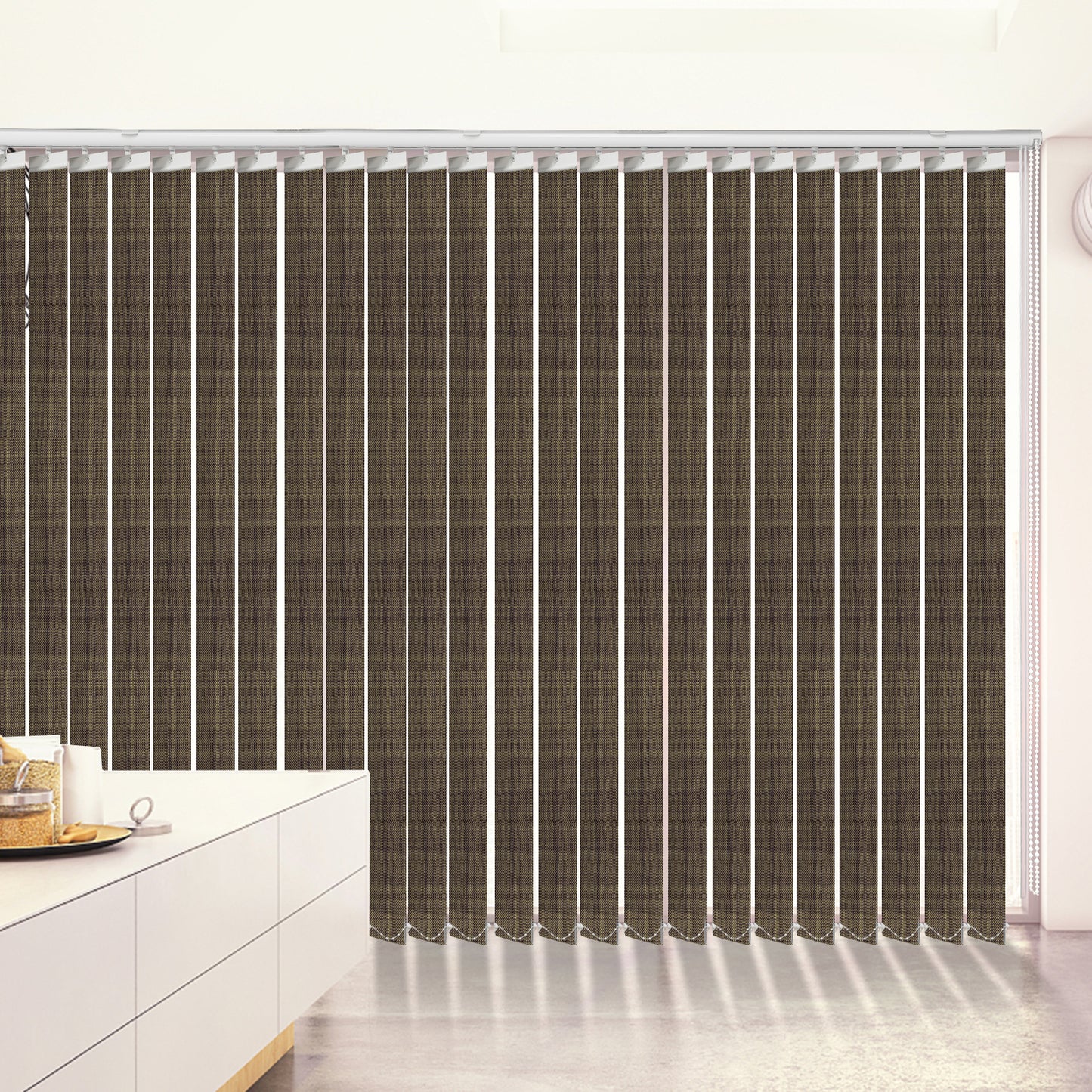 100% Blackout Fabric Vertical Window Shades, 3.5inch Slat Fabric Thermal Insulated Energy Saving UV Protection Decoration Vertical Window Blinds Valued