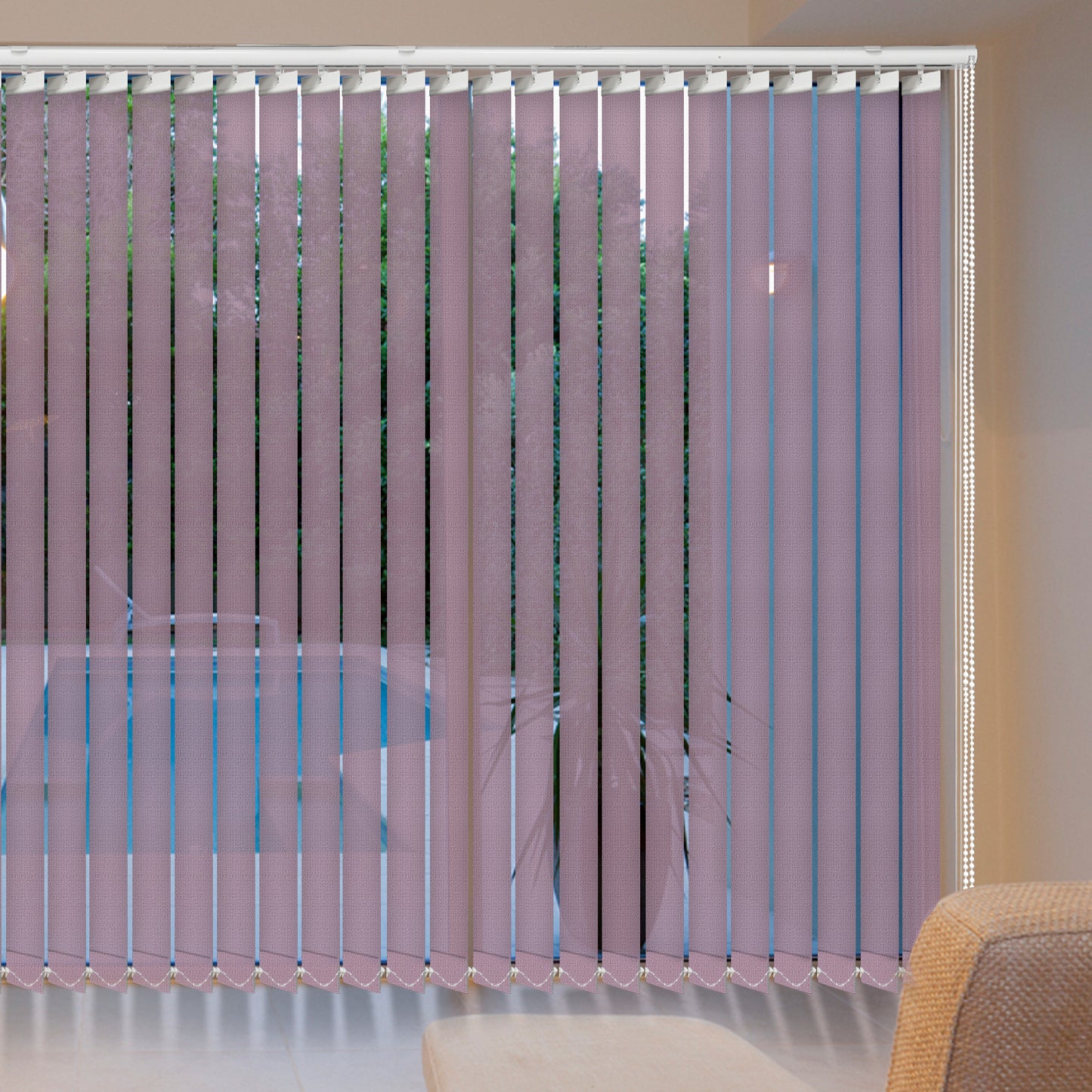 Cordless Sheer Vertical Window Blinds, Light Fitering, Reduce Sun Glare, UV Protection, Purple Window Shades for Slidding Door, French Window, Room Divider, Glass Wall,Oversized Windows