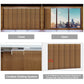 Blackout sliding panel blinds installed on large sliding door with modern vertical design