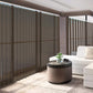 LANTIME Solar Mesh vertical blinds beige cordless 5% openness for sliding door with UV protection and sun glare reduction