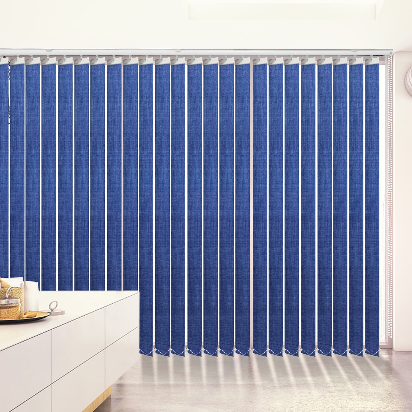 100% Blackout Fabric Vertical Window Shades, 3.5inch Slat Fabric Thermal Insulated Energy Saving UV Protection Decoration Vertical Window Blinds Valued