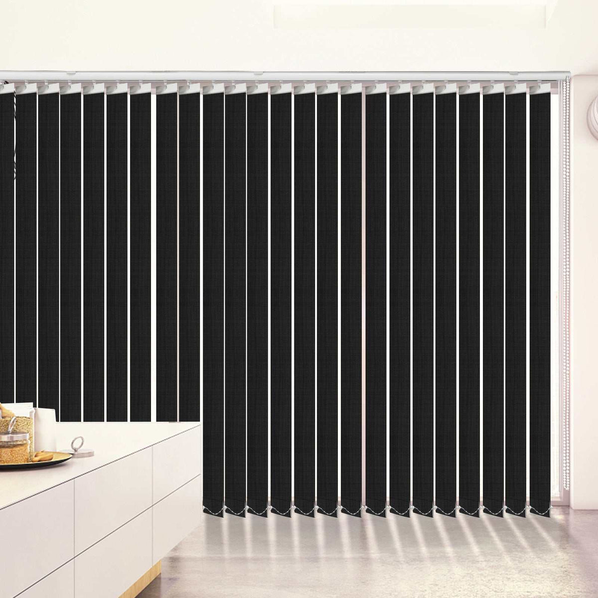 LANTIME blackout fabric vertical blinds 3.5-inch slat energy-saving made to order