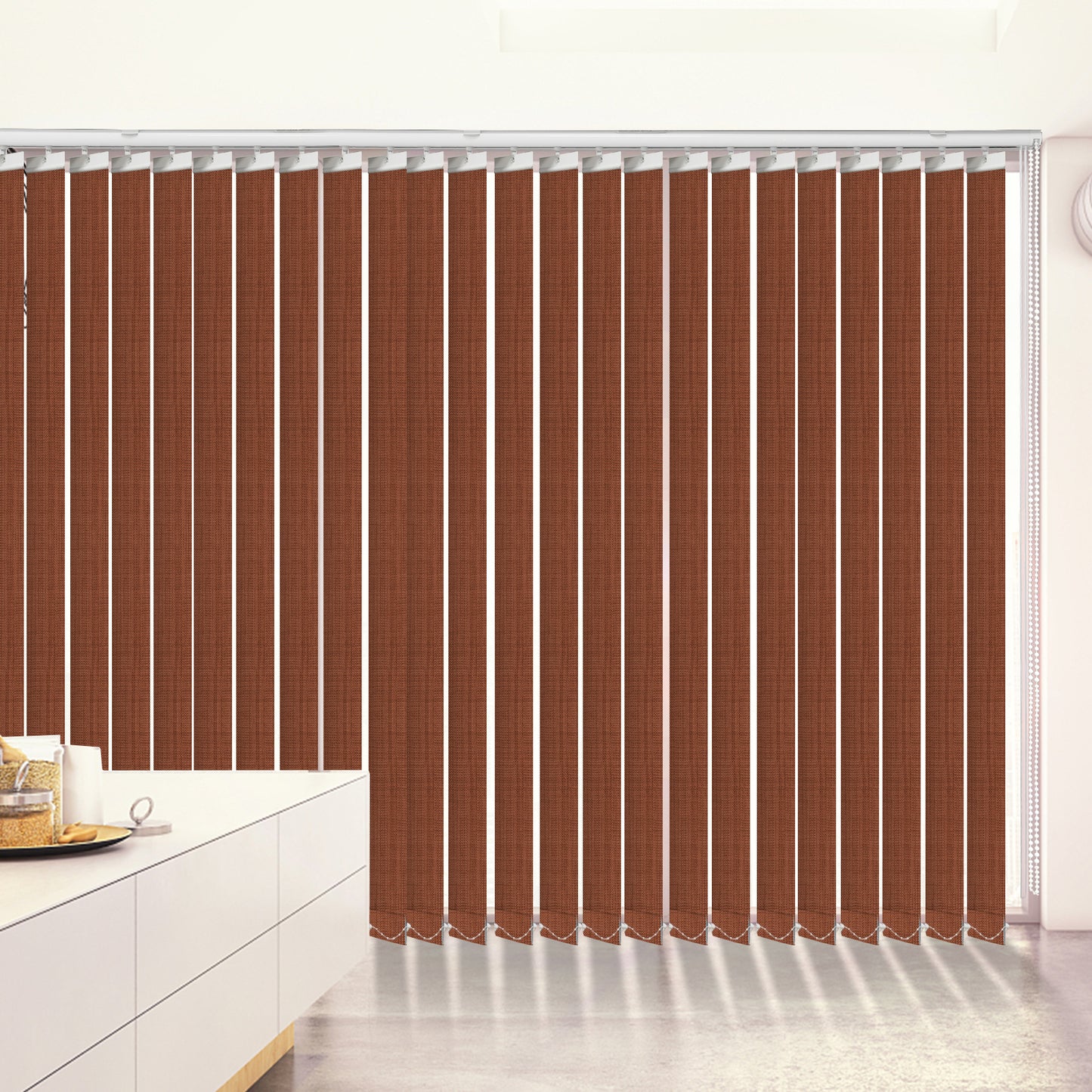 100% Blackout Fabric Vertical Window Shades, 3.5inch Slat Fabric Thermal Insulated Energy Saving UV Protection Decoration Vertical Window Blinds Valued