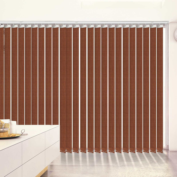 Blackout fabric vertical blinds with 3.5-inch slats, energy-saving and custom made for windows and doors