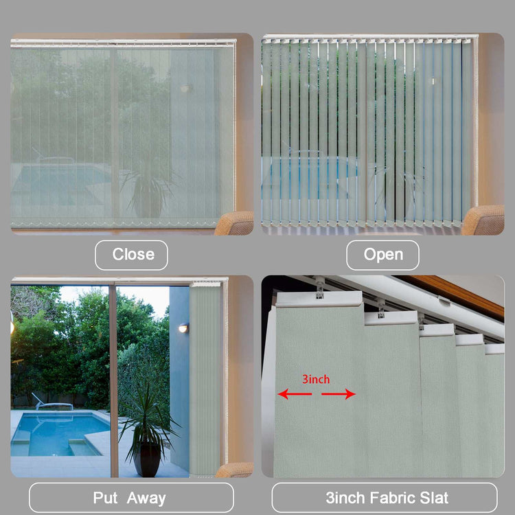Purple LANTIME Sheer Vertical Blinds cordless UV protection on sliding door