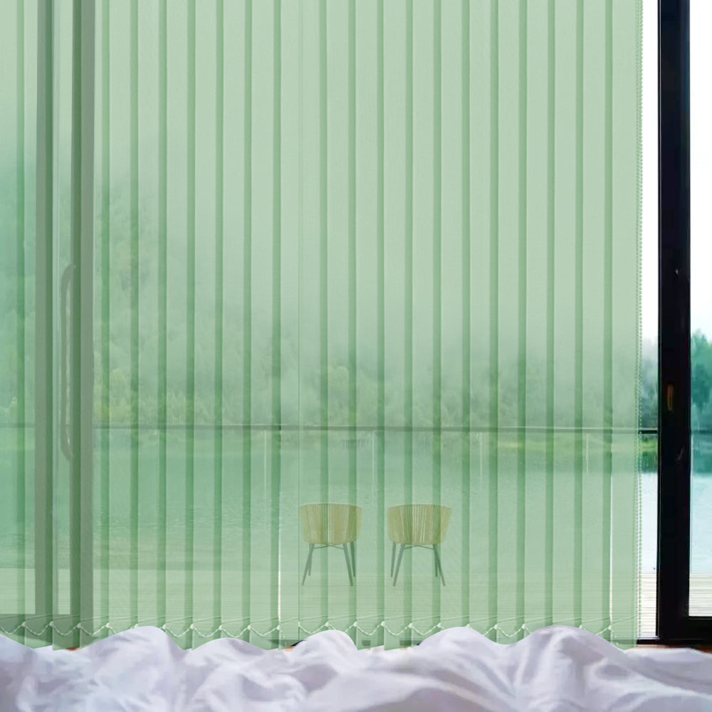 Cordless Solar Vertical Window Blinds, 5% Mesh Fabric, Light Fitering, Reduce Sun Glare, UV Protection, Beige Window Shades for Slidding Door, French Window, Room Divider, Glass Wall