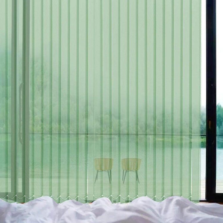 LANTIME Solar Mesh vertical blinds beige 5% openness cordless for sliding door with UV protection and reduced sun glare