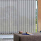 LANTIME Solar Mesh vertical blinds beige cordless 5% openness for sliding door with UV protection and glare reduction