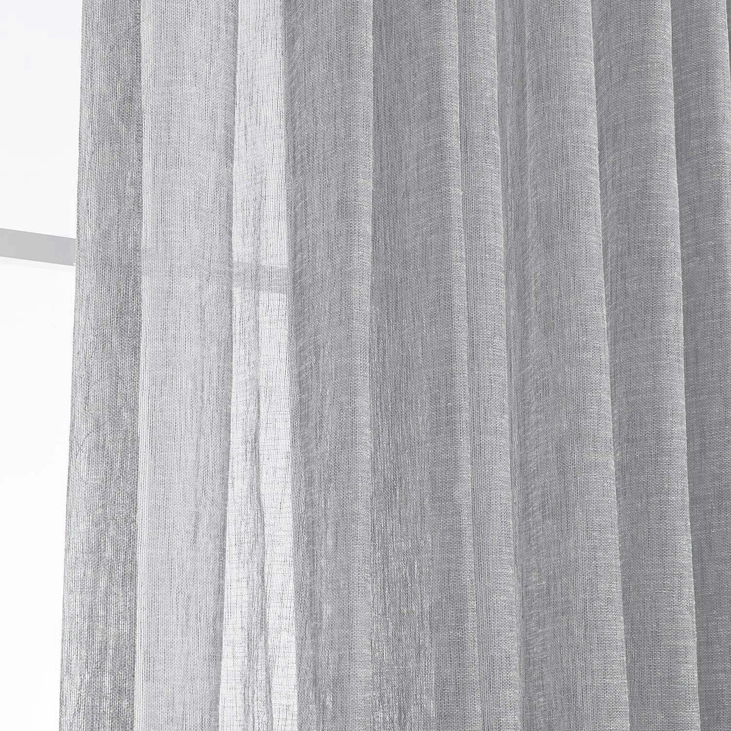 LANTIME Sheer Curtains , Faux Linen Double Pleats Window Sheer Curtains Panels Drapery for Home, Hotel, Office, Set of 2