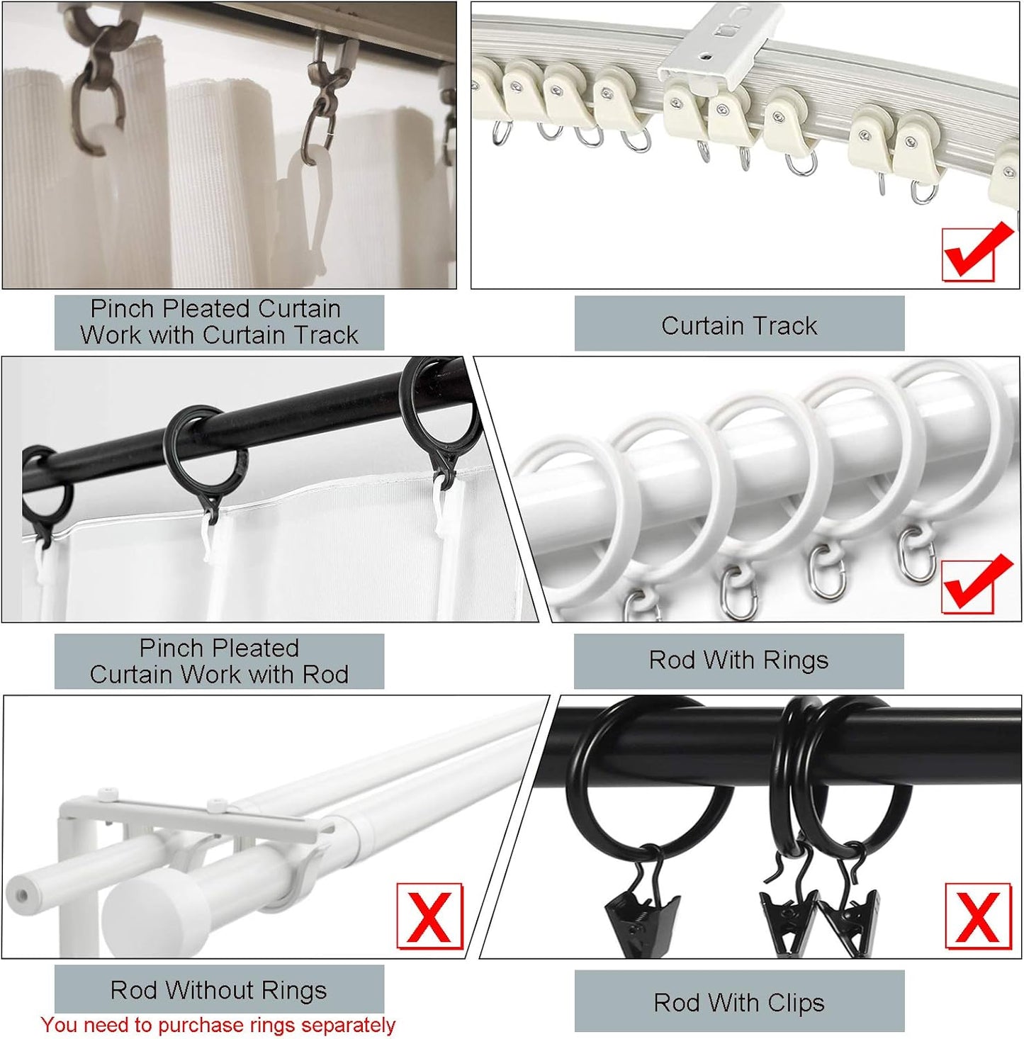 LANTIME Pinch Pleats Sheer Curtains, Semi Window Curtains Panels Drapery, Set of 2