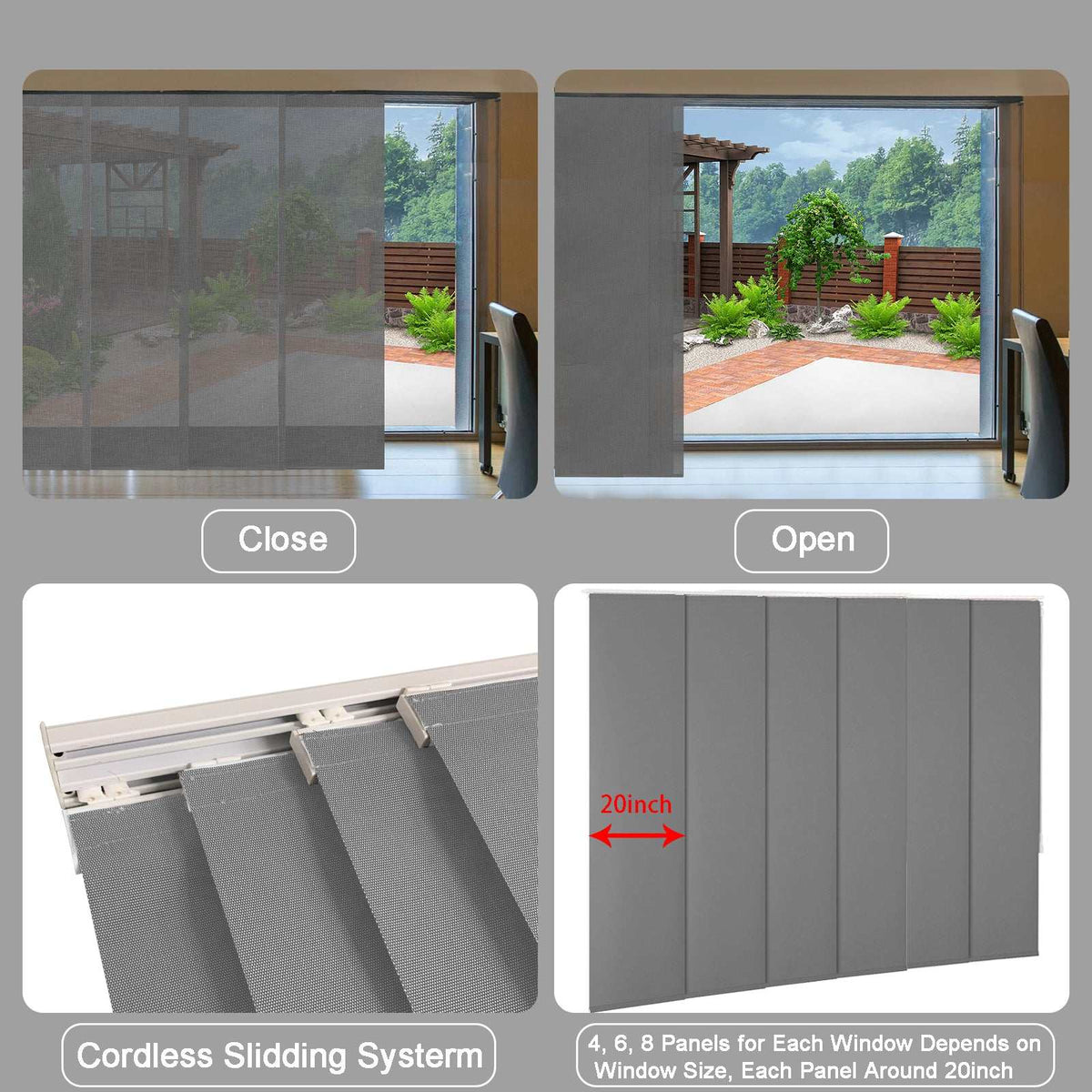 LANTIME waterproof sliding panel blinds on large window filtering solar light