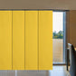 Blackout sliding panel blinds on large window with sliding door track system