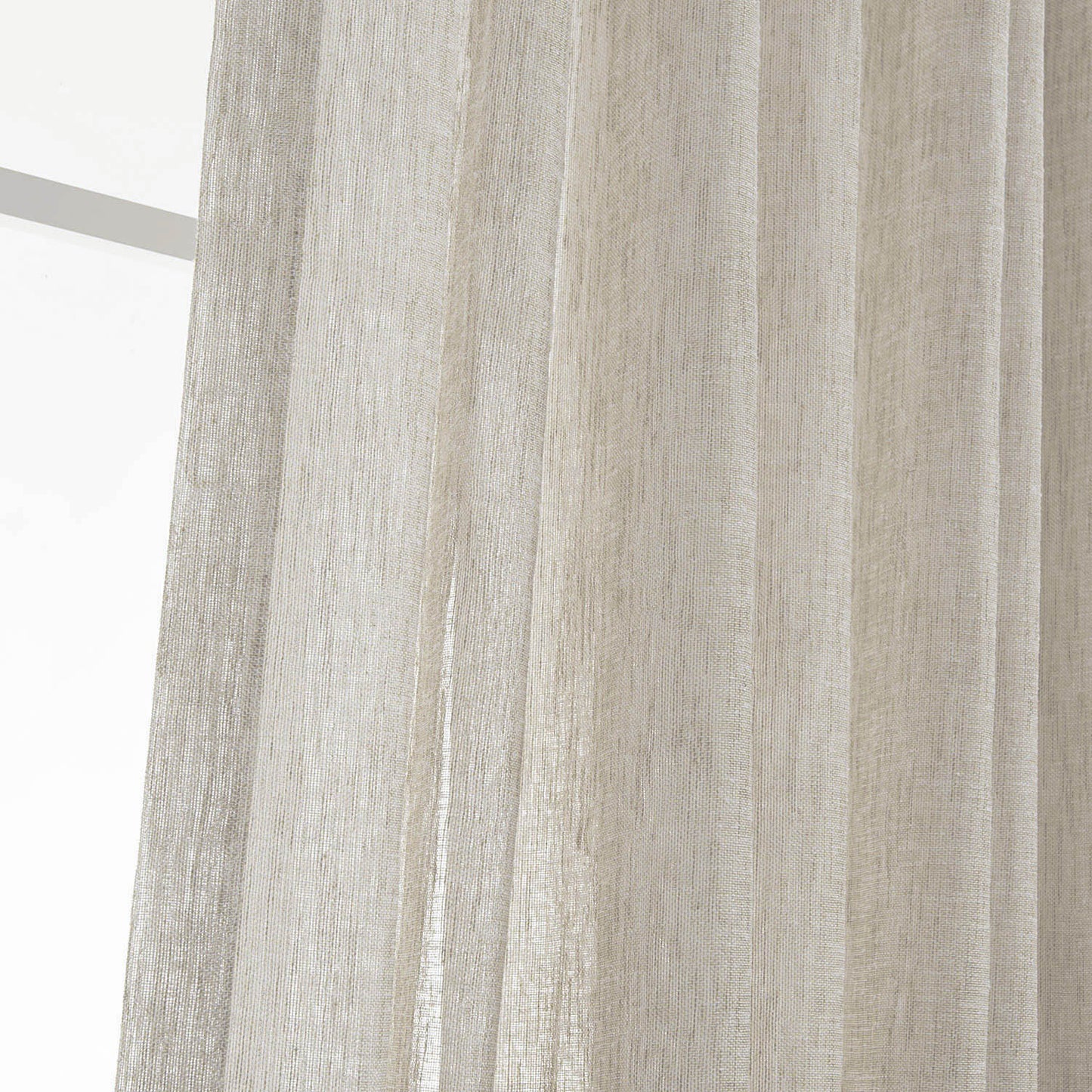 LANTIME Sheer Curtains , Faux Linen Double Pleats Window Sheer Curtains Panels Drapery for Home, Hotel, Office, Set of 2