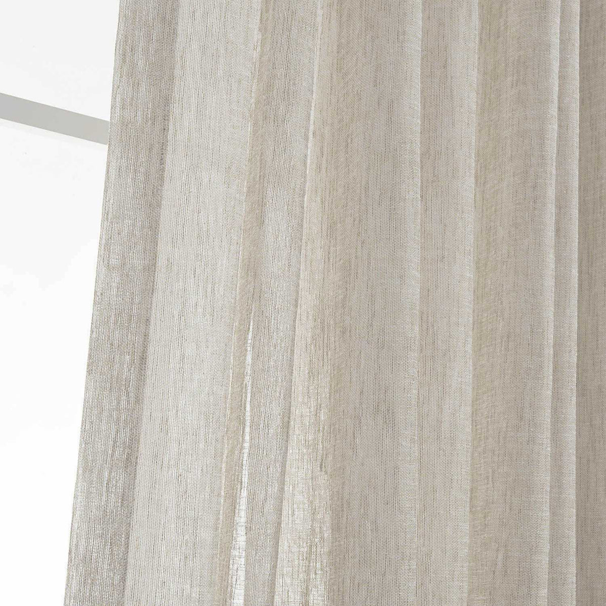 LANTIME Faux Linen Sheer Curtains set of 2 with double pinch pleat and custom length, lightweight linen texture reducing sun glare and UV, ideal for living spaces.