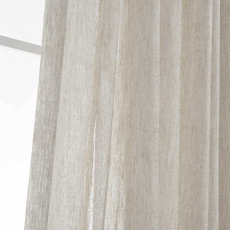 LANTIME Faux Linen Sheer Curtains set of 2 with double pinch pleat and custom length, lightweight linen texture reducing sun glare and UV, ideal for living spaces.