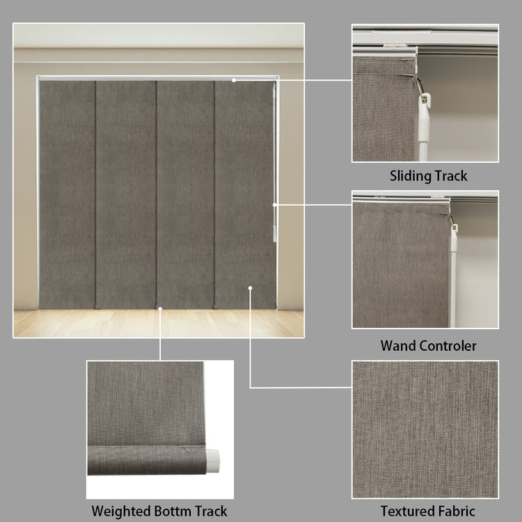 LANTIME blackout sliding panel blinds for sliding doors with cordless, custom-fit design