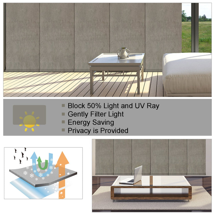LANTIME Blackout Sliding Panel Blinds cordless blackout panels on sliding door for privacy and energy saving