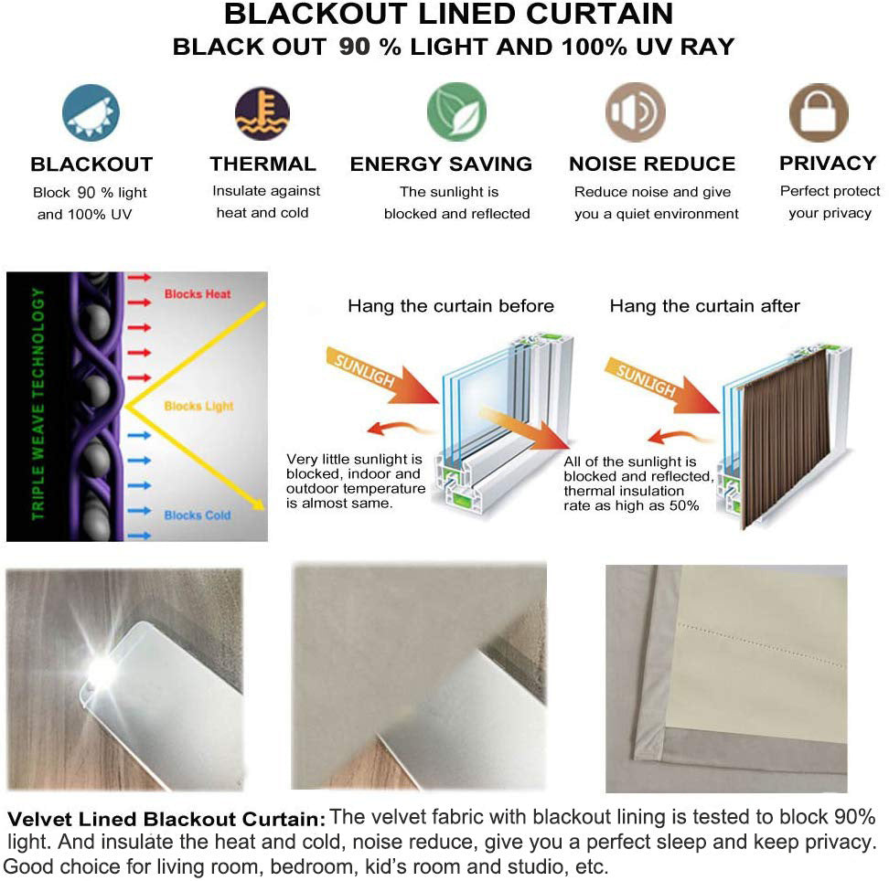 Pinch Pleated Room Darkening Velvet Curtains, Luxury Thermal Window Curtains Panels Drapes, Set of 2