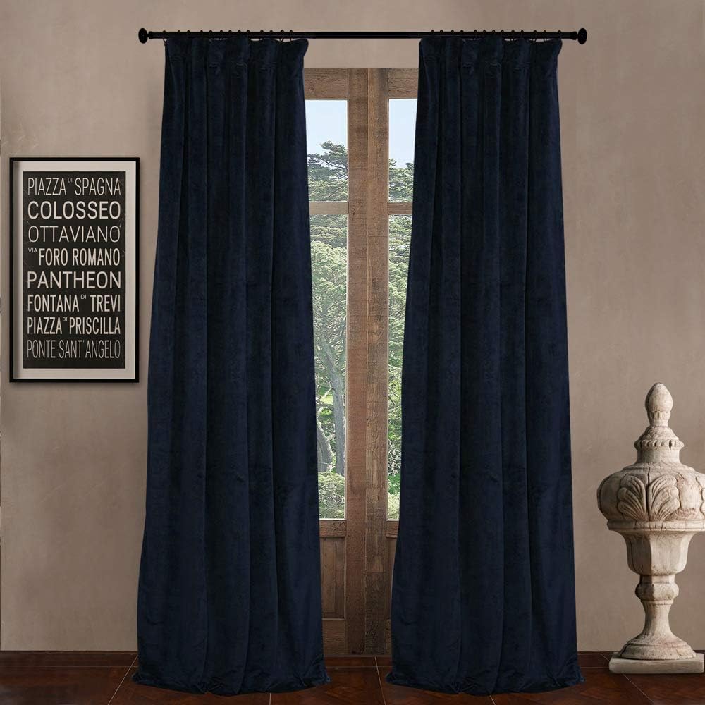 Pinch Pleated Room Darkening Velvet Curtains, Luxury Thermal Window Curtains Panels Drapes, Set of 2