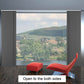 Blackout sliding panel blinds for large windows with cordless vertical panels and custom size options