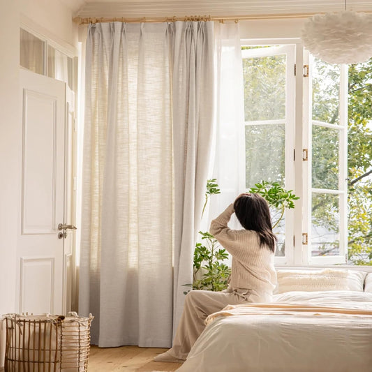 LANTIME Pleated Real Linen Curtains
