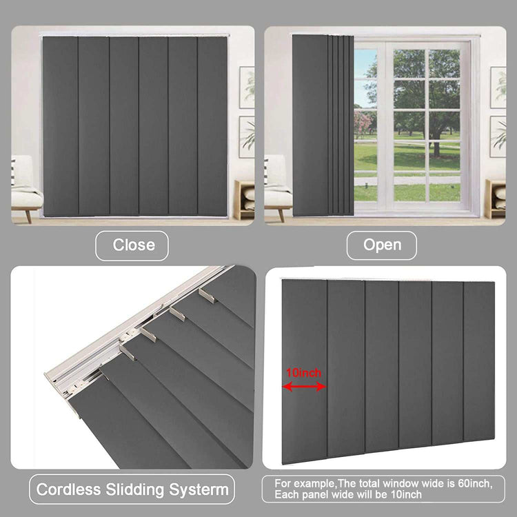 Blackout sliding panel blinds for large windows with cordless design and custom sizing