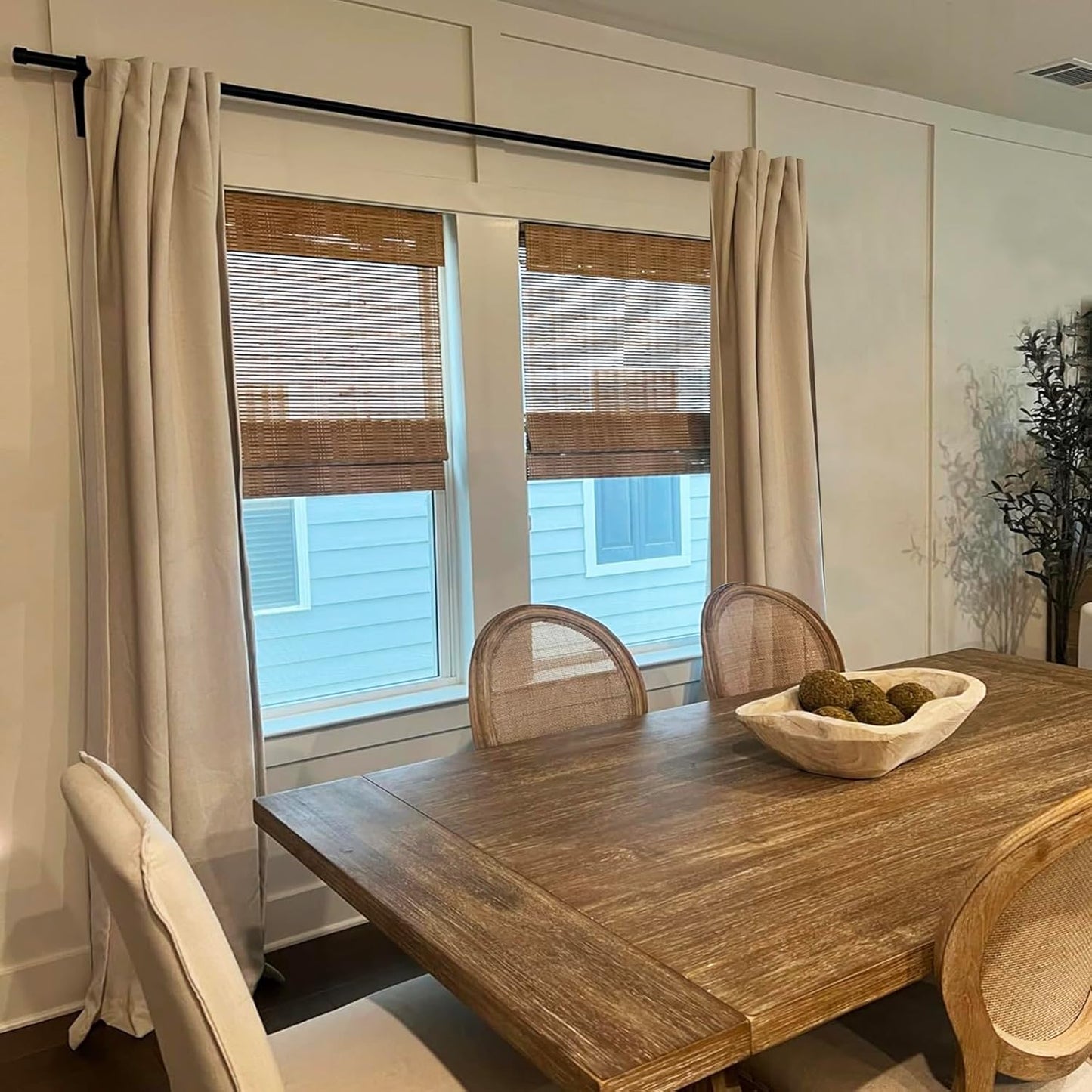 Cordless Wood Window Shades Blinds, Bamboo Sheer Light Filtering Woven Roman Shades