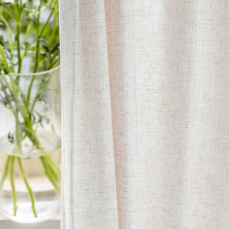 LANTIME Real Linen pinch pleat curtains set of 2 light filtering custom length for windows
