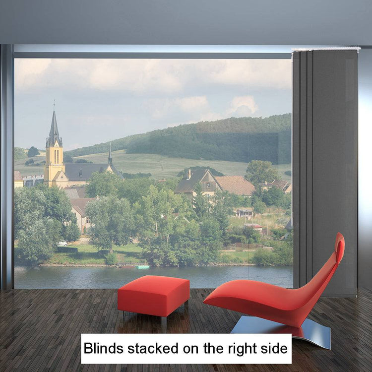 LANTIME Blackout Sliding Panel Track Blinds for large windows with cordless, custom-fit blackout panels